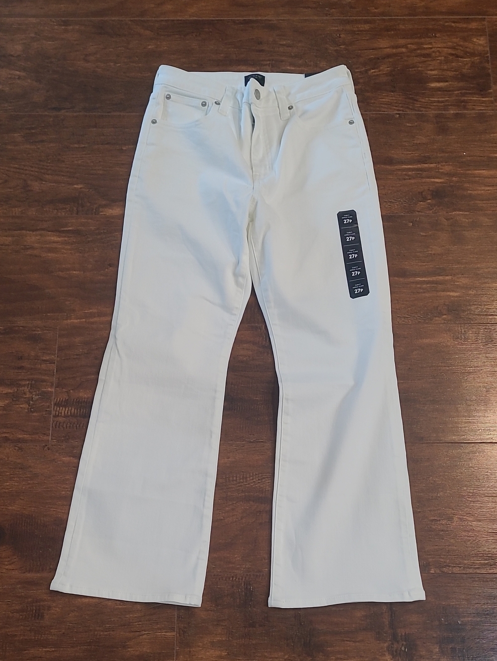 J. Crew Factory White Curvy Ancle Flare Jeans Fall Everyday Career Size 27p
